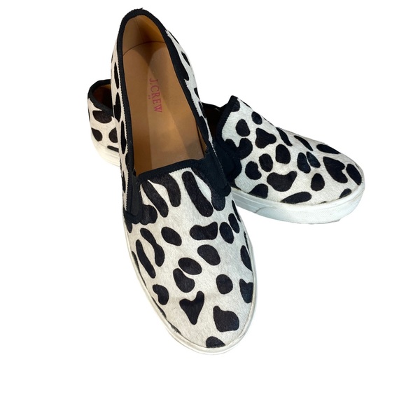 J. Crew Shoes - J Crew Cow Print Calf Hair Slip On Sneakers Sz 8